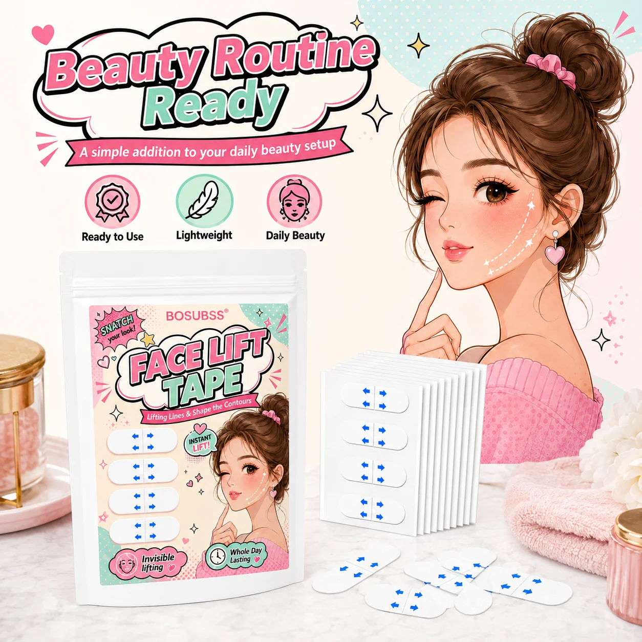 Photo Beauty Makeup - 40 peças de fita modeladora facial,