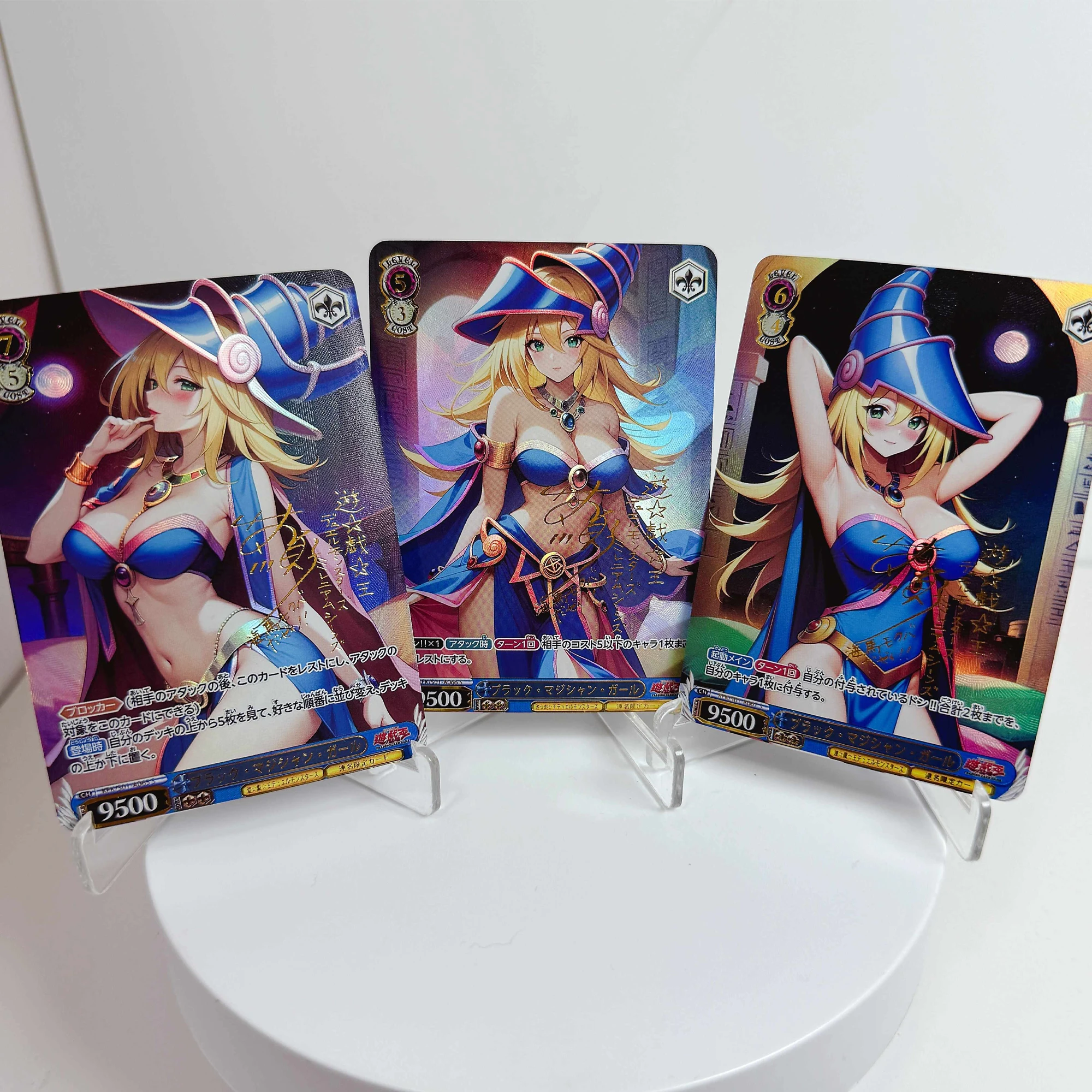 3Pcs/set Diy Self Made Yu-Gi-Oh! Black Magician Girl Collection Card Hot Stamping Refraction Color Flash Anime Cards Gift Toys