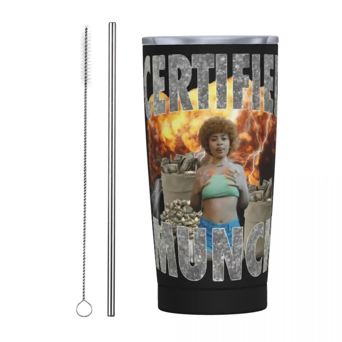 Munch-vaso Meme con aislamiento al vacío, taza de parodia de especias de hielo con tapa, Pajita, a prueba de derrames, 20oz, certificado
