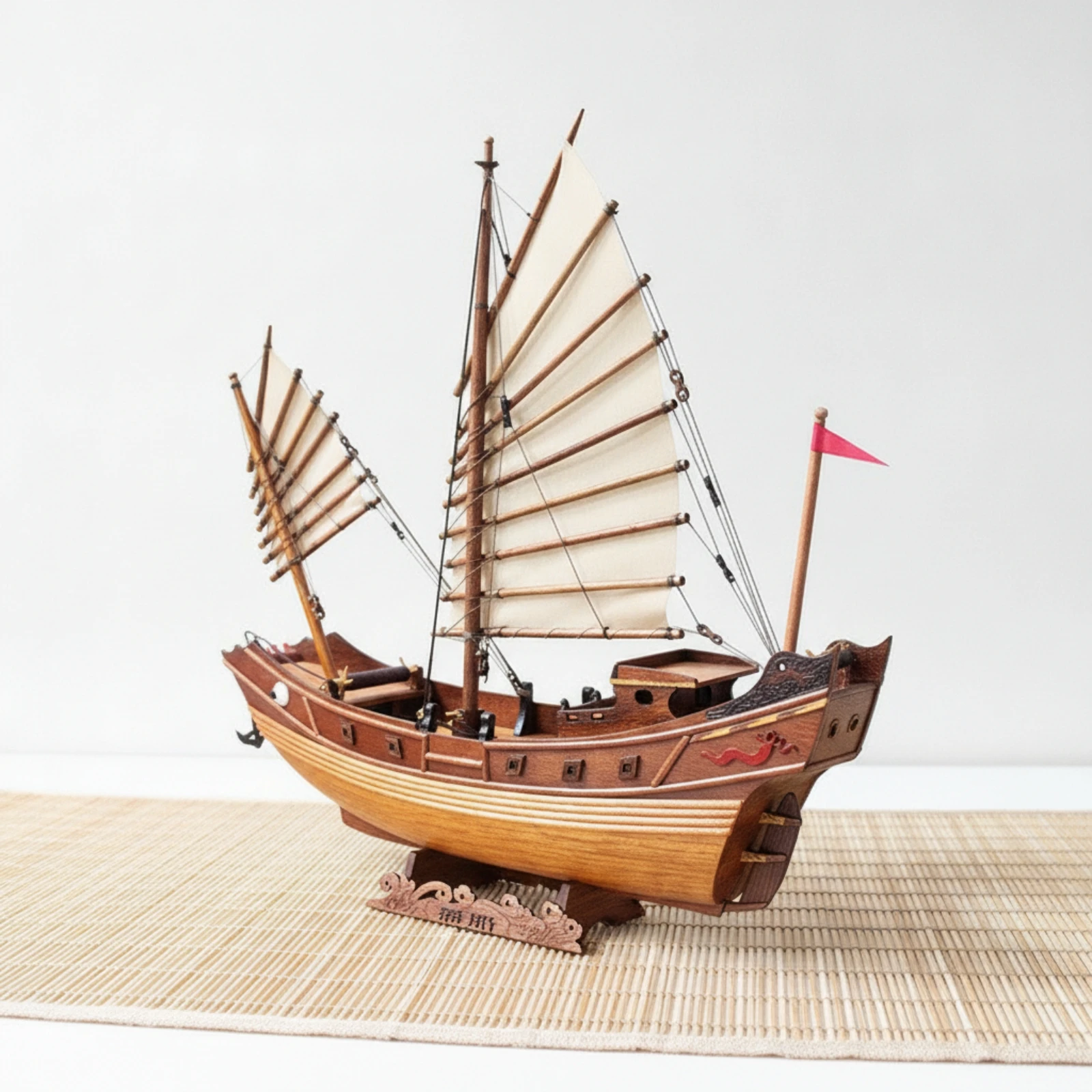 Sailing Ship Model Tabletop Wooden Ship Model with Base Decoration Artisanal Decor Detailed for Collectors, Living Room