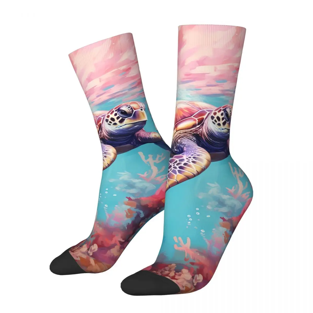 Sea Turtle Jellyfish Sock Printed Man Polyester