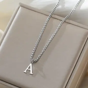 Men Initial Letter Box Chain Necklace 1