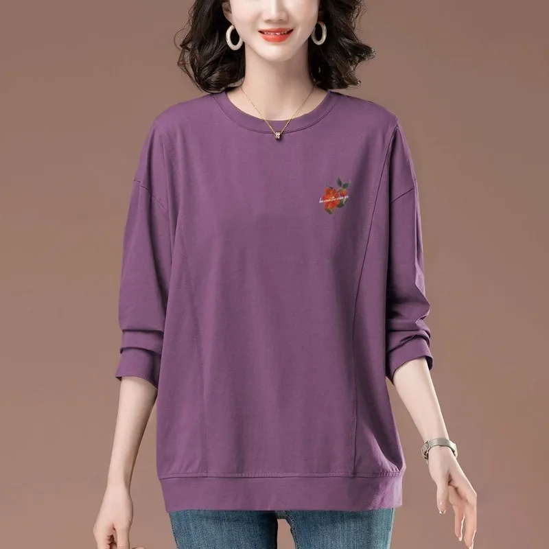 Round Neck Long-sleeved Top Women's T-shirt Autumn New Loose Fashion Casual Sweatshirt Women's Pullover