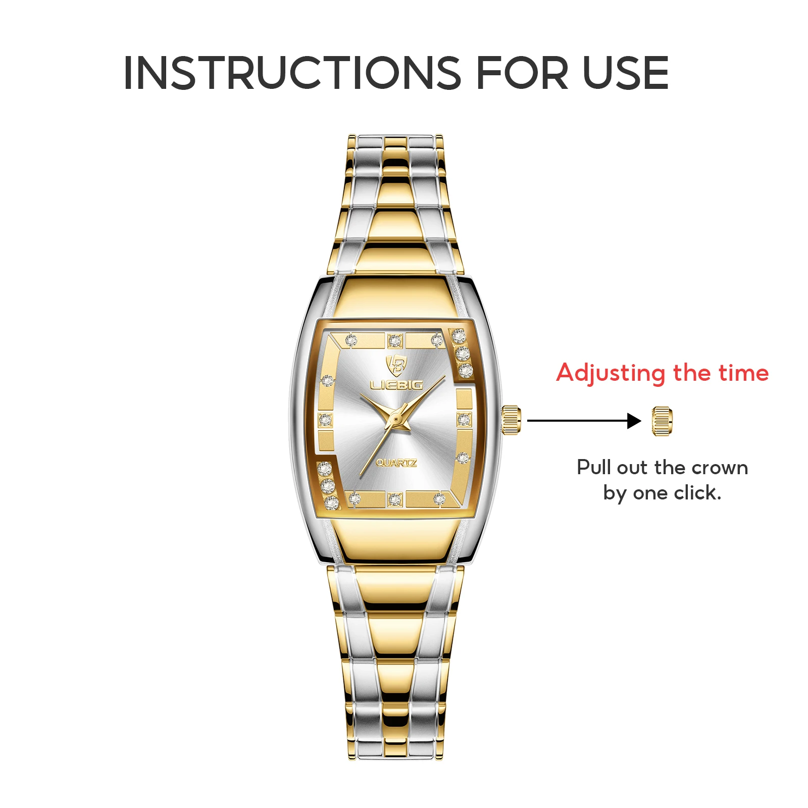 LIEBIG luxury Gold Stainless Steel Watches Women Clock Ladies Female Wristwatch female Relogio Feminino