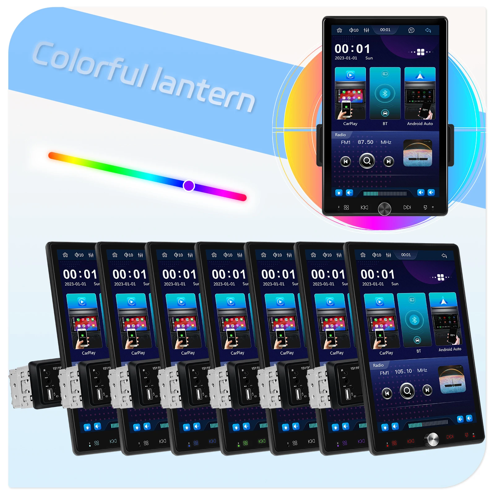 Podofo 10,4'' Manuell Schwenkbares 1DIN Autoradio Kabelloses Carplay Android Auto Multimedia-Player Spiegelverbindung BT FM/RDS Radio EQ – Detail 15