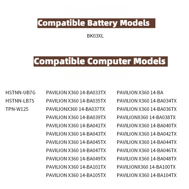 New 11.55V 3500mAh BK03XL Replacement Laptop Battery For HP Pavilion X360 Convertible 14m-ba0xx Ba000 Ba013dx Ba011dx Ba1xx