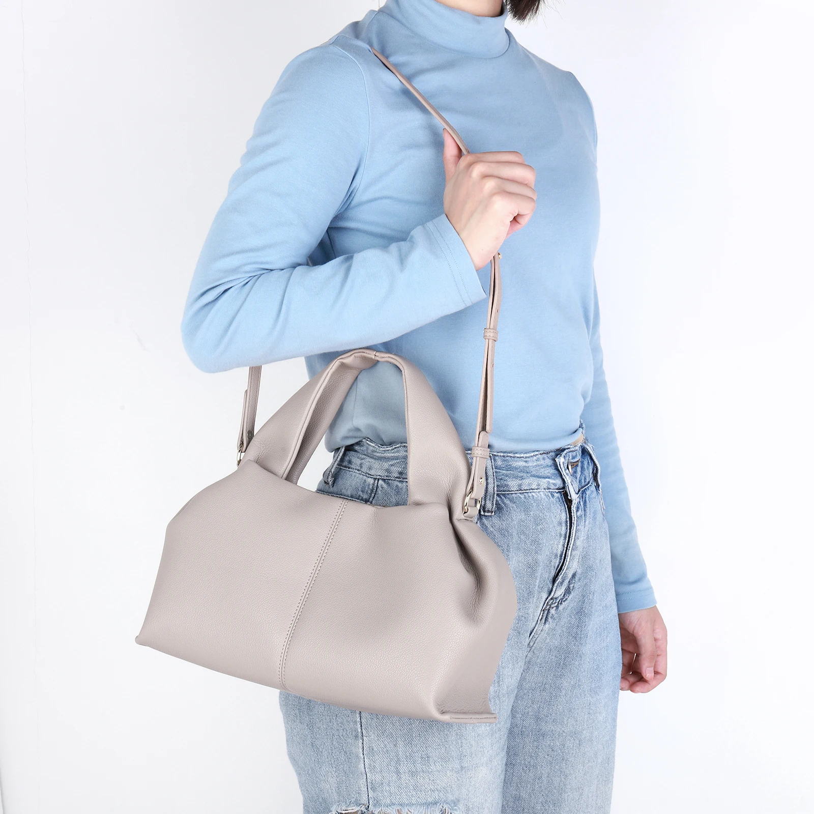 Damska torba na ramię z PU chmura skórzana torba na ramię plisowana modna torba z grubej bawełny luksusowa torebka markowa torba designerska torebka