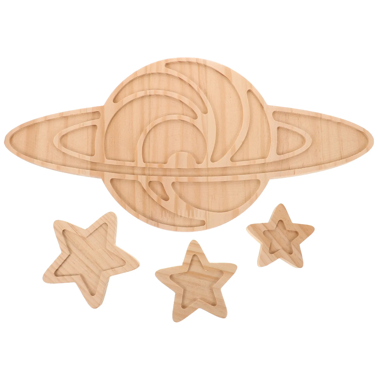 4Pcs Nordic Style Wooden Wall Decor Set Natural Wood Celestial Room Decor for Nursery Living Room Photography