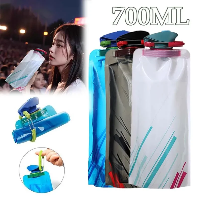 

1-10PCS 700mlCollapsible Soft Water Bag Portable Outdoor Hydration Bladder for Hiking Cycling Music Festival Stuff