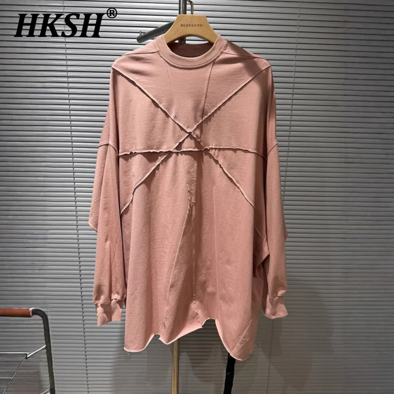 

HKSH Spring Summer New Women's Tide Chic High Street Solid Color Ins Fashion Spliced Design Long Sleeve Casual Sweatshirt HK6376