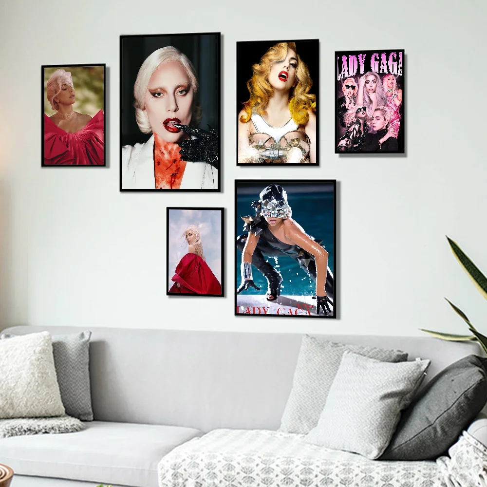 Lady Gaga Singer Self-adhesive Art Poster Whitepaper Prints Posters Artwork Home Decor