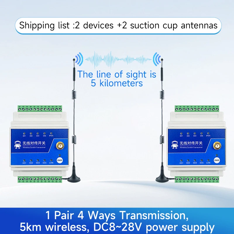 E860-DTU(4040-900SL22)-V2 4 Digital Input Remote Switch Transmission 5km LoRa Modulation Technology 868/915MHz RS485