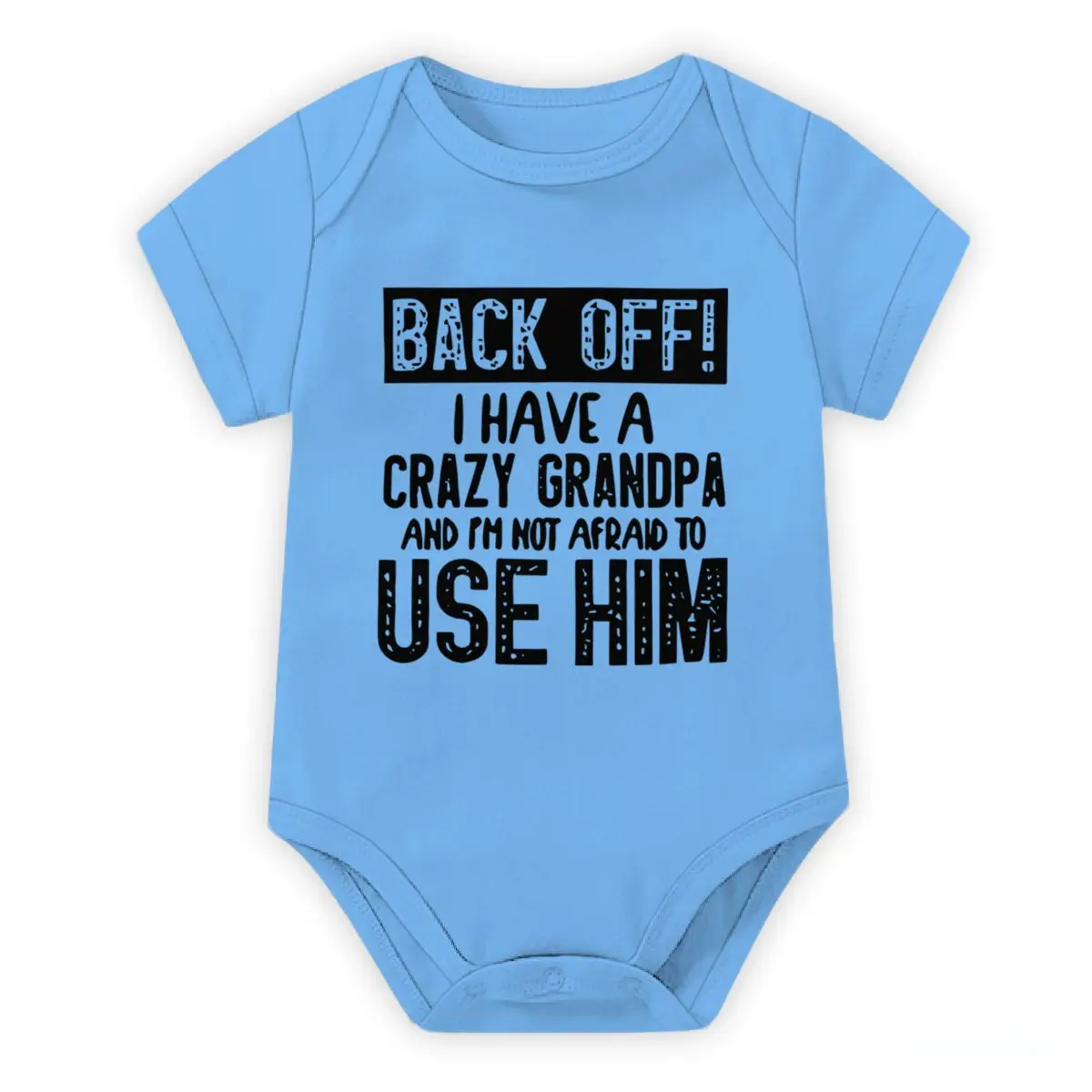 Bodysuit Bayi Katun Lucu dengan tulisan "Back Off!" I Have A Crazy Grandpa" Print Baju Terusan Bayi Perempuan Laki-laki Lengan Pendek Baju Katun Anak
