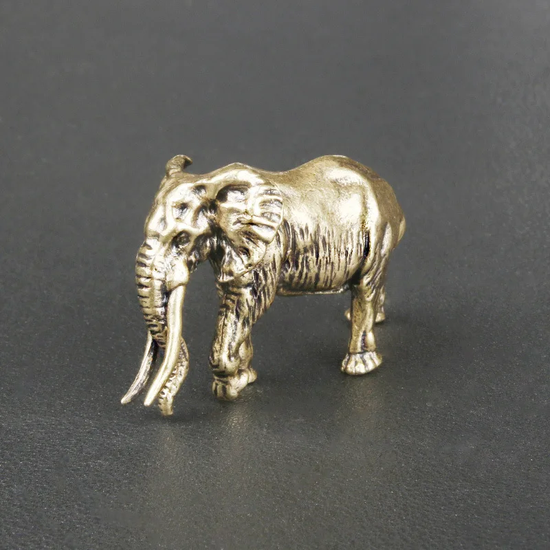 Pure Brass Mammoth Desktop Decoration Elephant Bronze Statue Crafts Collectible Artsy Object Tea Ornaments Decoration Old Bronze