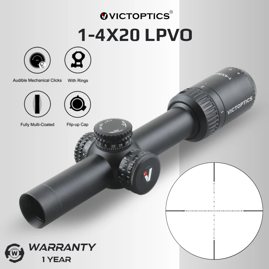 Victoptics 1-4X24 Sfp Hunting Riflescope 25.4Mm Dia Hunting Lunettes Cqb Pcp Carbine Ar Riflescope .223 Ar15 .308