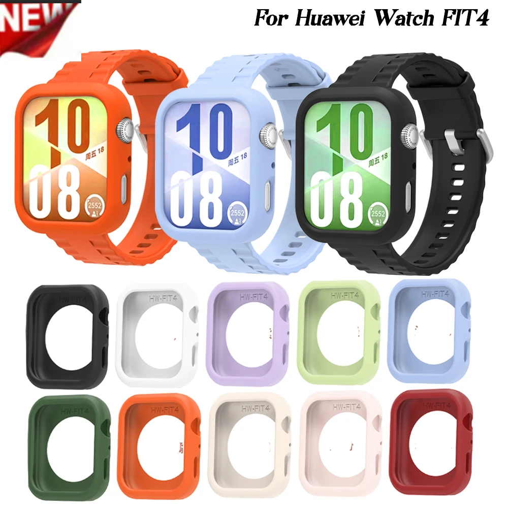 Чехол из ТПУ + силиконовый чехол для Huawei Watch Fit 4/Fit4 Pro, защитная крышка, бампер, защита экрана, чехол для часов, замена браслета
