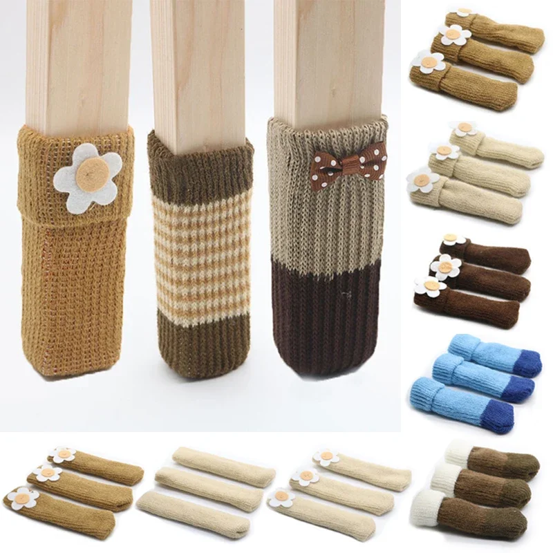 24Pcs Furniture Socks Chair Elastic Knitted Socks Non Slip Chair Leg Feet Covers Pads Table Feet Cap Furniture Booties for Floor