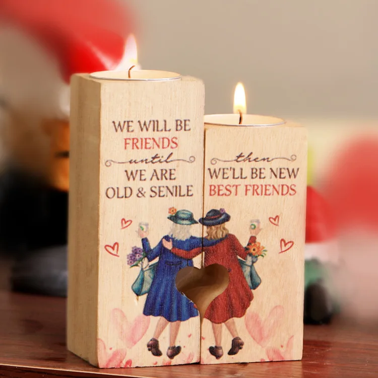 Wooden Frame Chic Candle Holder Retro Style Creative Candle Holder Inspirational Gifts for Women Room Office Wine Cooler Decor