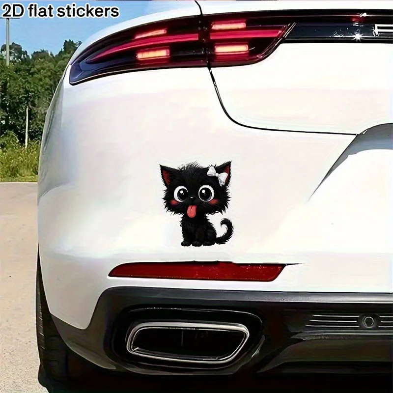 1PC 風変わりな黒い子猫の車用ステッカー、車のフェンダーの屋根用のクリエイティブなペットデカール、車に甘い外観を追加するのに最適です。