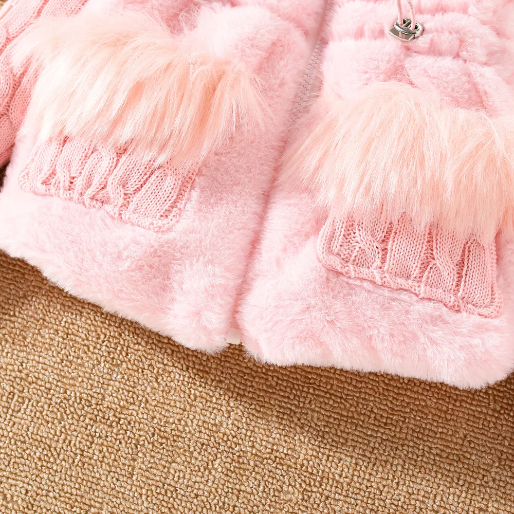 1 2 3 4 Jahre Winter Baby Mädchen Plüschjacke Verdickte Wärmende Mädchen Pullover Mantel Modische Kleinkind Kapuzenjacke Kinderkleidung – Detail 10