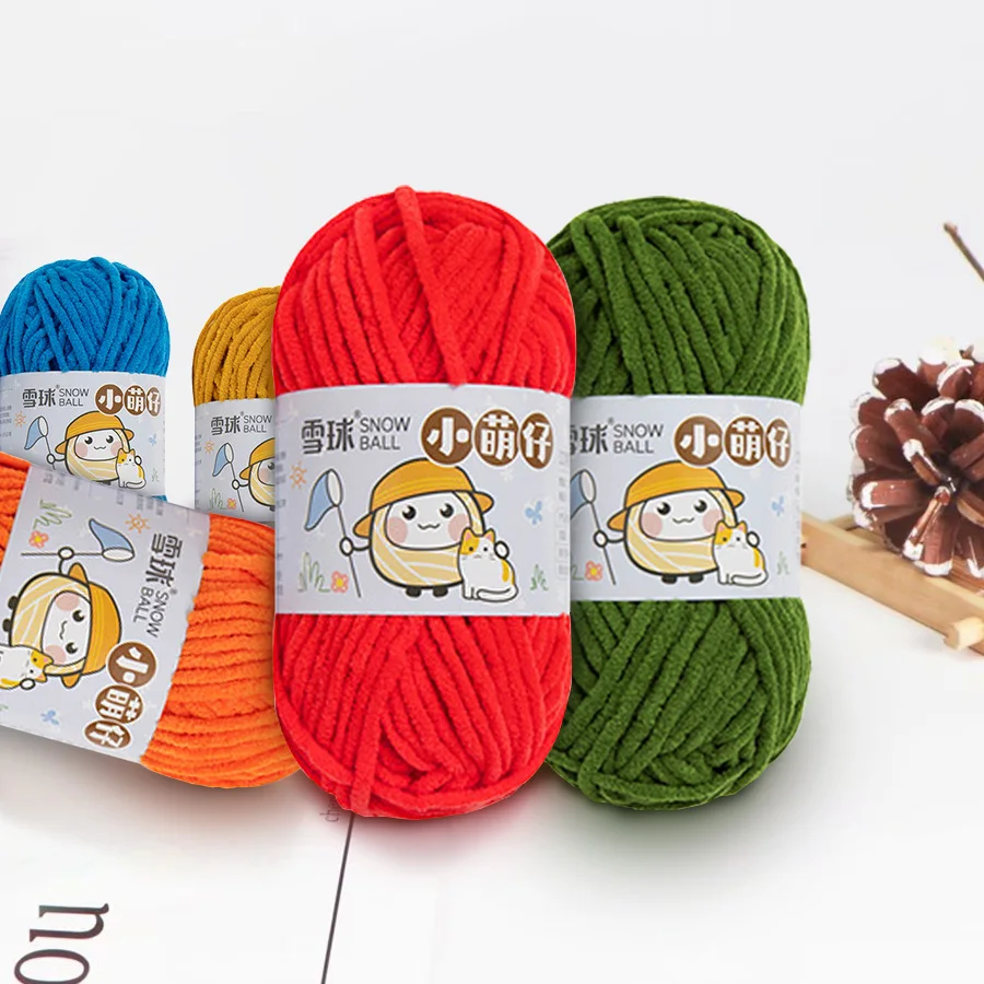 3Pcs Handmade DIY Knitted Chenille Wool Thick Ice Strip Thread Suitable for DIY Scarf Hat Outwear Sweater Bag Doll Cushion Wool 50g