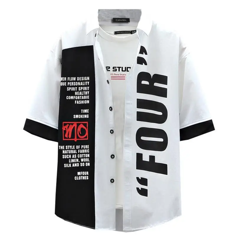 Men's Short-Sleeve Shirt 2025 Summer Five-Quarter Sleeve Japanese Street Brand Shirt Teenagers Punk Handsome - Image 5