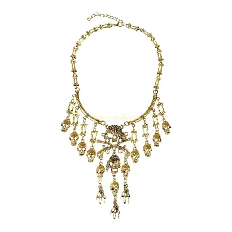 31BF Pirate Cosplay Accessory with Dress Headscarf Eye Patches Earrings Necklace Stocking for Women Halloween Cosplay