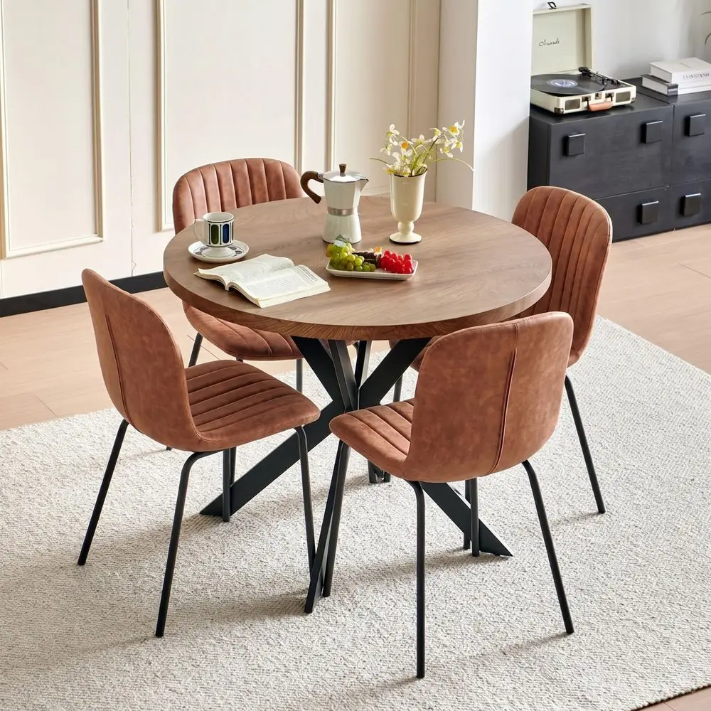 Inch Round Dining Table Set for 4, Modern Small Circle Kitchen Coffee Set for Apartment Living Room Office, Save Space1 Imitati