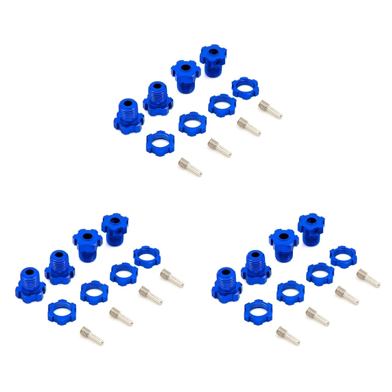 12Pcs 17Mm Hex Nuts Splined Wheel Hubs 5353X For RC Traxxas 1/10 E-MAXX Summit E-REVO REVO 3.3 Slayer Pro 4X4,Dark Blue