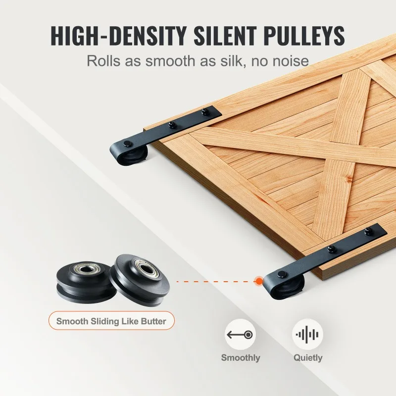 Kit de ferragens para porta de celeiro deslizante de 10 pés, kit de trilho para porta de celeiro resistente de carregamento de 330LBS para porta única, adequado para 4,6-5,2 pés de largura