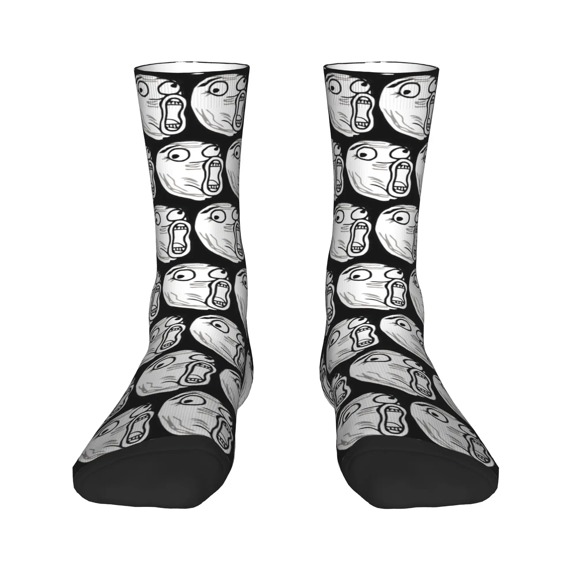 

Носки Rage Face Meme, осенние чулки, кавайные мужские дышащие носки, дизайнерские велосипедные нескользящие носки