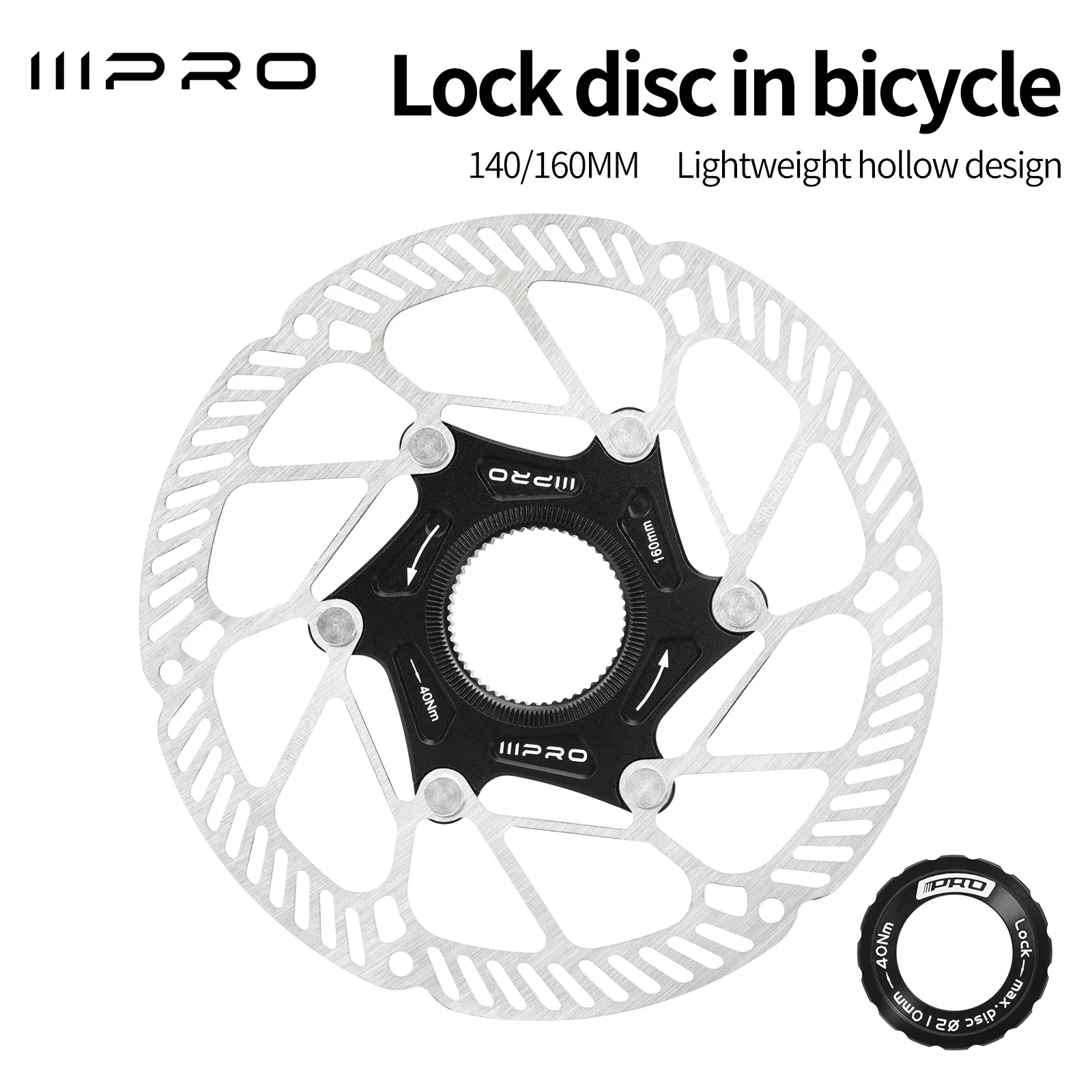 Rotor de Freno de Bicicleta IIIPRO Ultraligero de 140/160 mm, Acero de Alta Resistencia, Hueco, para Bicicleta de Montaña/Carretera, 6 Pernos/Cierre Central, Rotores de Freno de Disco