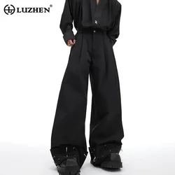 LUZHEN Loose Rivet Metal Design Trousers Original Trendy Elegant Wide Leg Pants Pleated Stylish Autumn New Plain Male LZ5152