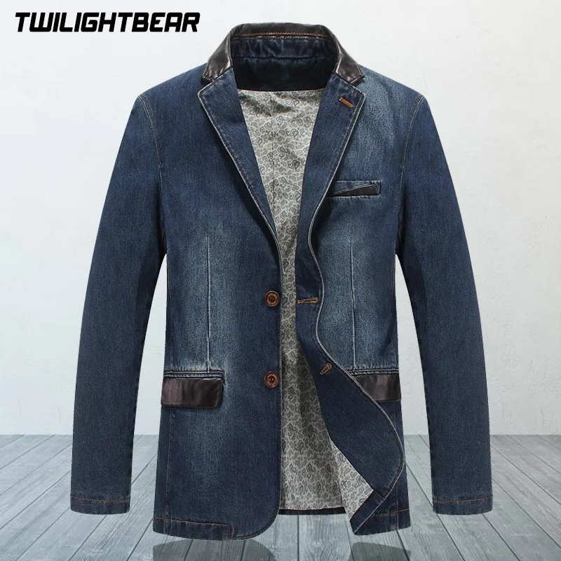 High Quality Men's Denim Blazer Oversized Outerwear Spring Autumn Casual Denim Suit Jacket Men Clothing Coat 4XL A2F3158