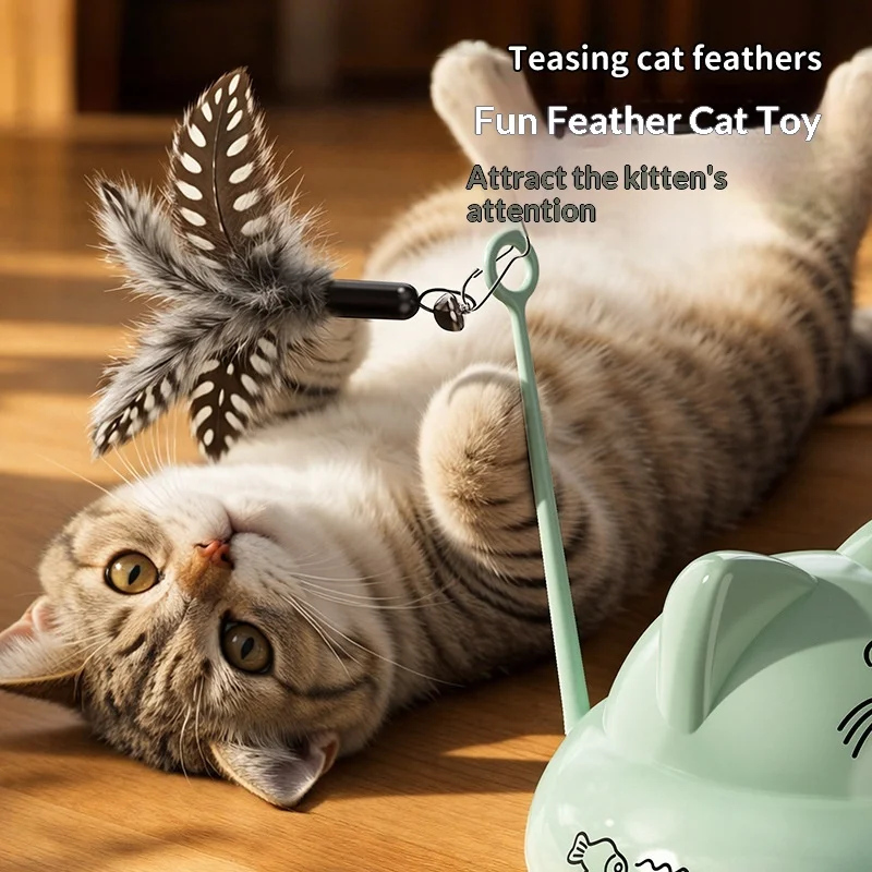 Juguete interactivo automático para gatos con plumas y varita eléctrica - imagen 2