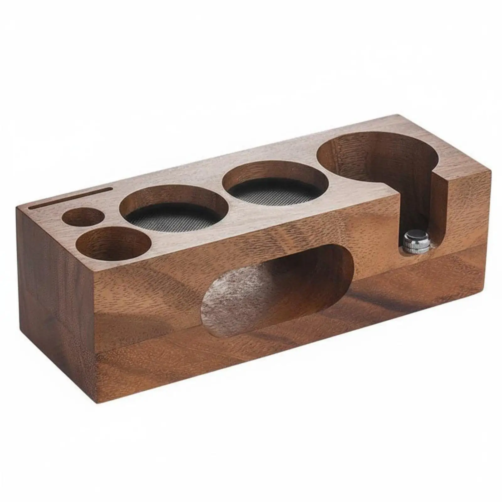 Adjustable Espresso Tamper Holder Base Made of Beech Wood for Portafilter and Coffee Distributor Organizing