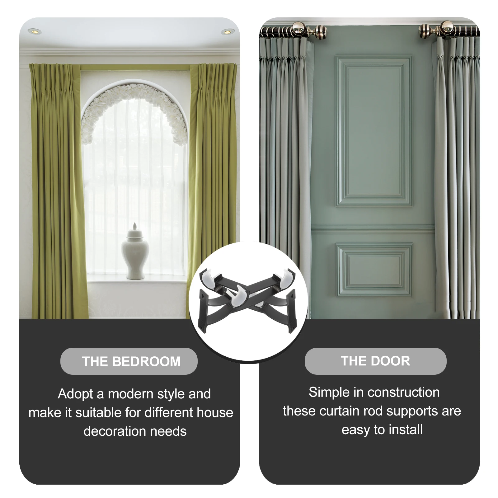 

4Pcs Simple Design Curtain Rod Holders Easy to Mount High Strength for All Window Needs Small Tension Rod Curtain Hooks for Wall