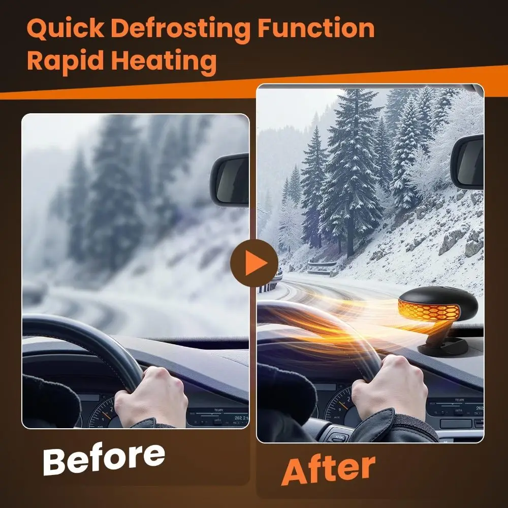 

12V/24V Car Heater 360° Rotation Low Power Heating Cooling Dual-purpose Foldable Stand Fast Heating Electric Heater Camping