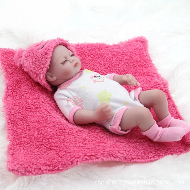 11-Inch rebirth doll simulation baby 27cm cute bath doll, twin treasure