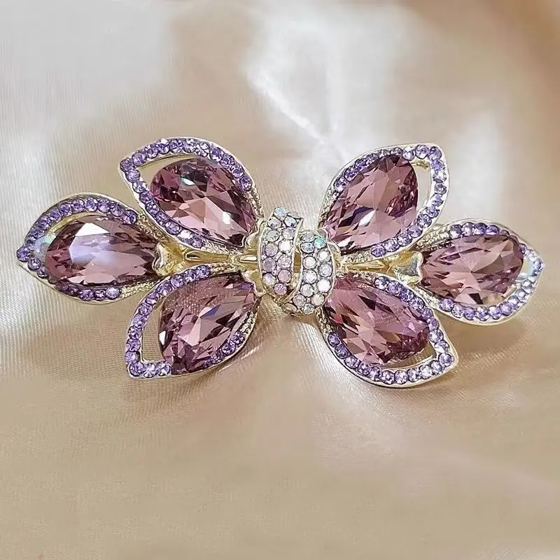 

Luxury crystal rhinestone bow elegant and compact spring hair clip new autumn and winter fashionable women's headwear