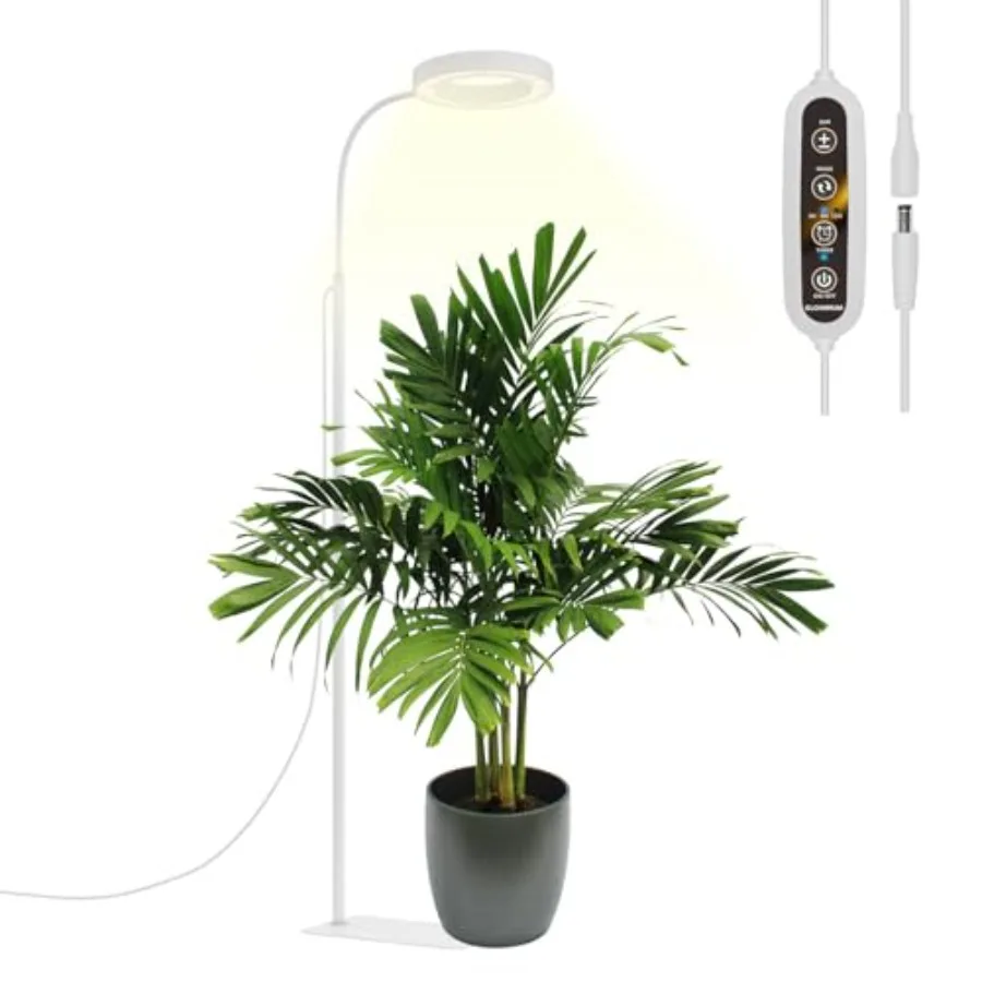 

Напольная лампа для выращивания растений в помещении с регулируемой высотой и углом наклона, полноспектральный светодиодный светильник, черный, 20 Вт, белый свет, 3/9/12 часов, Ti