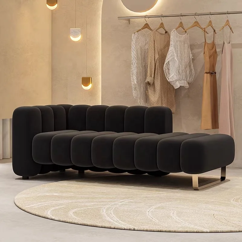 o*-Modern Luxury Italian Velvet Fabric Three Seat Sofa Light-Weighted Easy Care Bedroom