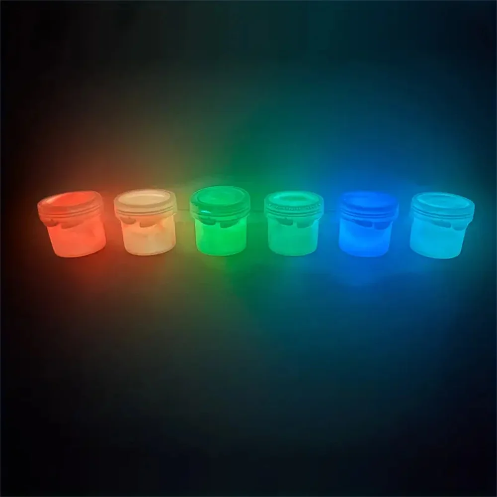 6-Color Powder Phosphor Lacquer DIY Pigment,Glow Phosphor Powder Super Luminescent Pigment Halloween Creative Luminous  Paint