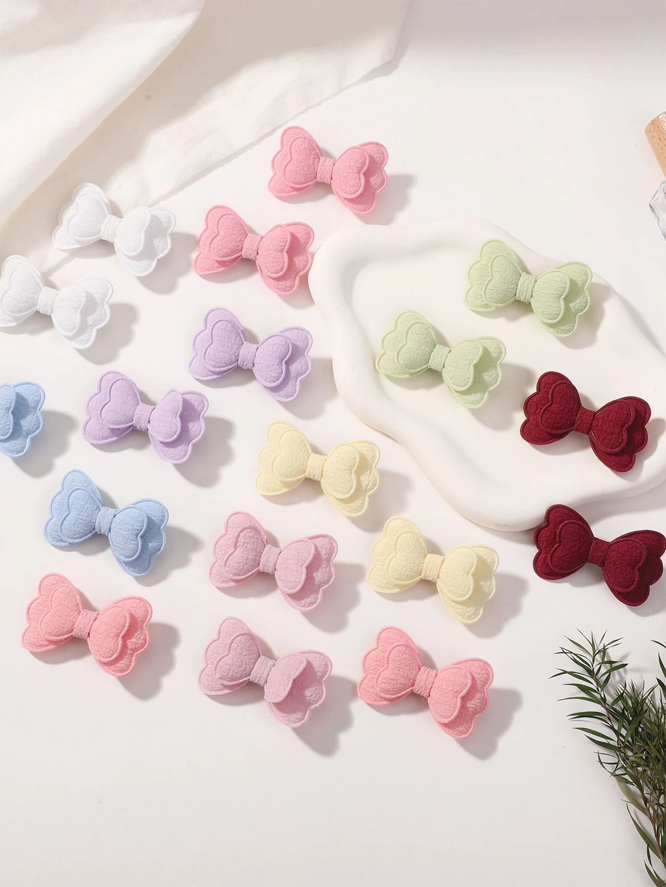 10/20 Stück süßes farbiges Schmetterlings-Bowknot-Haarspangen-Set für Babys, doppellagiger Pony, Kinder-Kopfbedeckung, Haar-Accessoires