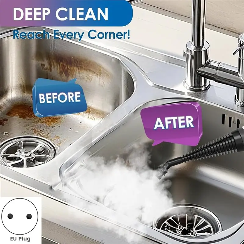ABSS-Handheld Steam Cleaner With Accessories For Home Use, Floor, Tile, Windows, Couch, Grout Pressurized Steam Cleaner EU Plug