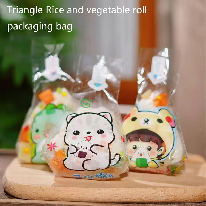 50/100 шт., милый мультфильм для треугольных рисовых шариков, упаковочная сумка Нори Онигири, сумка для суши, форма для изготовления суши, аксессуары для бенто