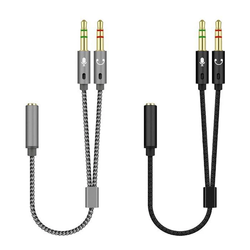 Cavo sdoppiatore per cuffie per computer Cavo ausiliario adattatore per microfono sdoppiatore audio Y da 3,5 mm femmina a 2 maschi