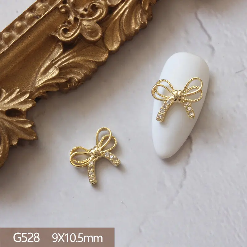 10pcs/lot Luxury Bow Rose Love Alloy Nail Art Zircon Pearl Crystal Metal Manicure Nails Accesorios Supplies Decorations Charms