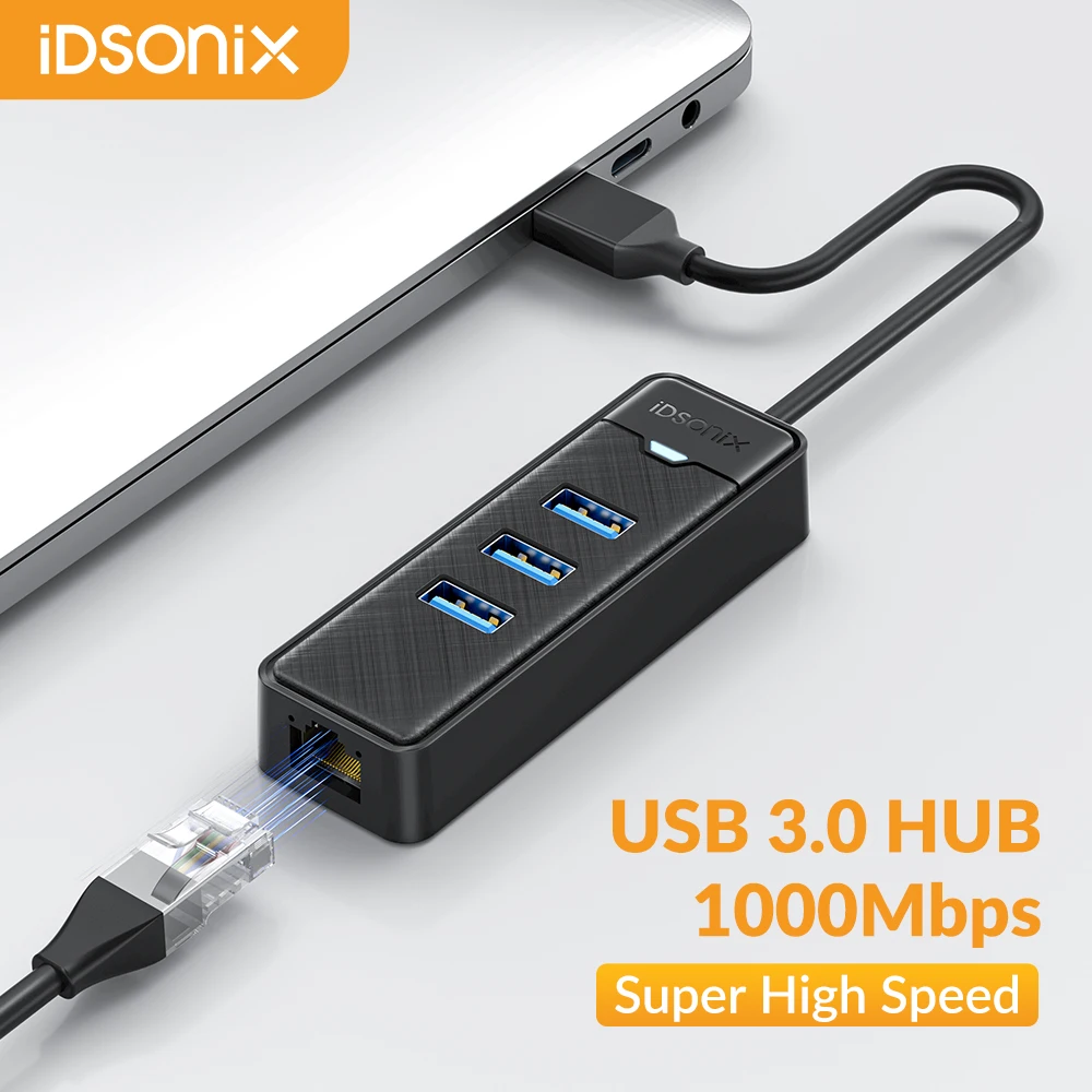 IDsonix 1000Mbps Ethernet USB 3,0 Hub Mit RJ45 USB Splitter Multi Port Daten Adapter Expander für Laptop Computer PC zubehör