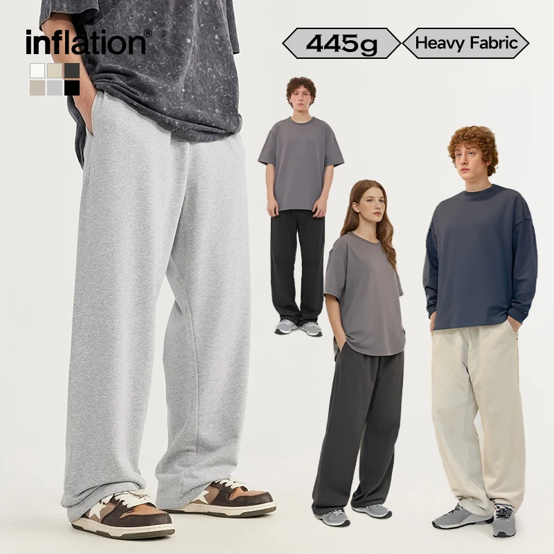 INFLATION Heavyweight Straight-Leg Sweatpant Unisex Trendy Loose Fit Casual Trousers